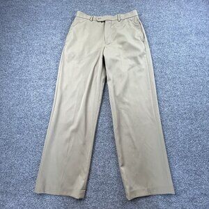 Brooks Brothers Mens Wool Dress Pants 32x30 Khaki Tan Flat Front Made in Canada